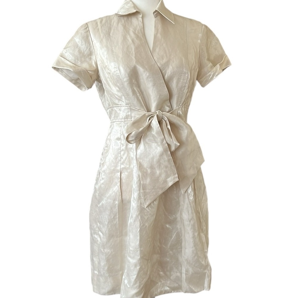 ANTONI MELANI Wrap White Midi Cocktail Dress Size Small